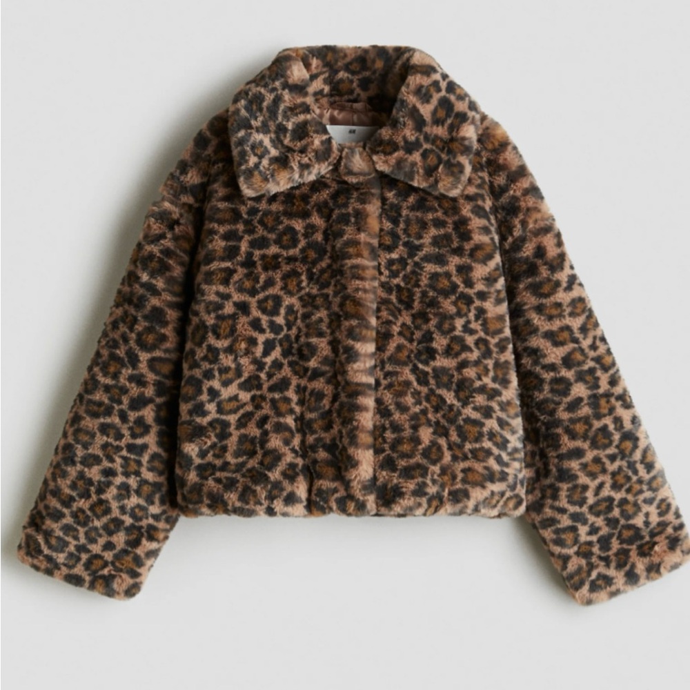 H&M Leopard Print Faux Fur Jacket